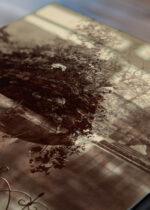 Zbliżenie na detale plakatu: Eugène Atget Ogród Luksemburski w Paryżu vintage