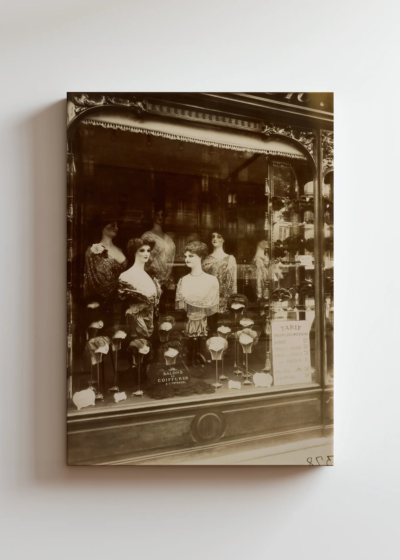 E. Atget witryna salonu fryzjerskiego Paryż 1912 obraz na płótnie