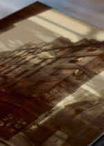 Zbliżenie na detale plakatu: Paryż 1908 Belle Époque Eugène Atget zdjęcie vintage