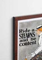 Plakat oprawiony w drewnianą brązową ramkę Vintage Italia: Ride a Stearns and be content (1896)