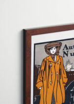 Plakat oprawiony w drewnianą brązową ramkę Vintage Italia: Automobile number kobieta przy samochodzie (1903)