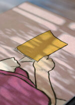 Zbliżenie na detale plakatu: Kobieta trzymająca książkę (1896)