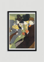 Plakat w drewnianej czarnej ramce: Ludzie w podróży czytający książki (1895)