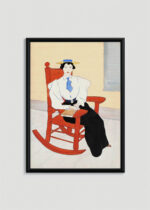 Plakat w drewnianej czarnej ramce: Kobieta na czerwonym fotelu bujanym (ok. 1895)