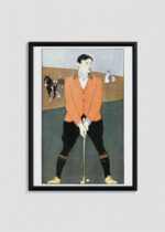 Plakat w drewnianej czarnej ramce: Golfista (1898)