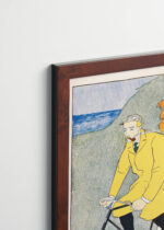 Plakat oprawiony w drewnianą brązową ramkę Vintage Italia: Mężczyzna na rowerze (1894)