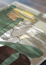 Zbliżenie na detale plakatu: Kobieta czytająca książkę w fotelu bujanym (1899)