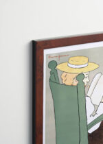 Plakat oprawiony w drewnianą brązową ramkę Vintage Italia: Kobieta czytająca książkę w fotelu bujanym (1899)