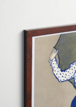 Plakat oprawiony w drewnianą brązową ramkę Vintage Italia: Kobieta trzymająca parasol nad głową (1897)