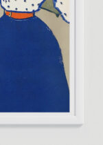 Zbliżenie na detale plakatu oprawionego w drewnianą białą ramkę od Plakatello®: Kobieta trzymająca parasol nad głową (1897)