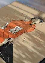 Zbliżenie na detale plakatu: Kobieta trzymająca czarny parasol (1894)