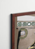 Plakat oprawiony w drewnianą brązową ramkę Vintage Italia: Mężczyzna czytający książkę (ok. 1890-1907)