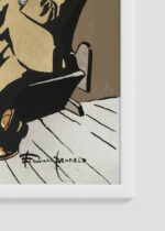 Zbliżenie na detale plakatu oprawionego w drewnianą białą ramkę od Plakatello®: Mężczyzna czytający książkę (ok. 1890-1907)