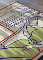 Zbliżenie na detale plakatu: Kobieta w zielonej sukni czytająca książkę (1895)