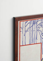 Plakat oprawiony w drewnianą brązową ramkę Vintage Italia: Kobieta w zielonej sukni czytająca książkę (1895)