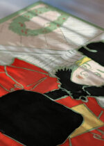 Zbliżenie na detale plakatu: Kobieta w czerwonym stroju (1896) świąteczny vintage