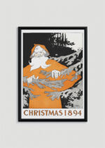 Plakat w drewnianej czarnej ramce: Christmas (1894) świąteczny vintage