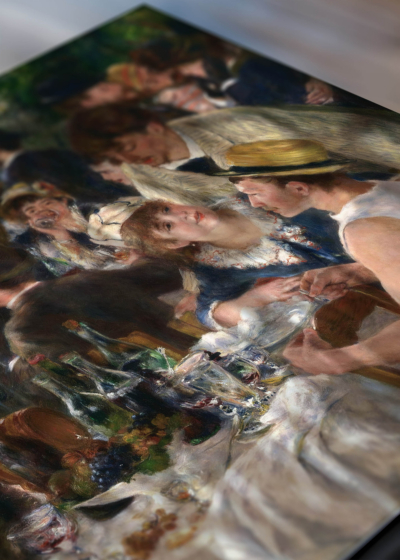 Zbliżenie na detale plakatu: Śniadanie wioślarzy Pierre-Auguste Renoir 1881