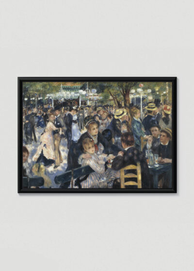 Plakat w drewnianej czarnej ramce: Bal du moulin de la Galette Pierre-Auguste Renoir