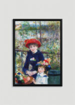 Plakat w drewnianej czarnej ramce: Dwie siostry na tarasie Pierre-Auguste Renoir 1881