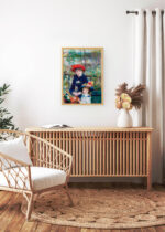 Aranżacja wnętrza, na ścianie wisi plakat w ramce: Dwie siostry na tarasie Pierre-Auguste Renoir 1881