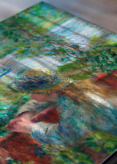 Zbliżenie na detale plakatu: Nad jeziorem Près du Lac Renoir impresjonizm