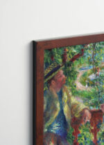 Plakat oprawiony w drewnianą brązową ramkę Vintage Italia: Nad jeziorem Près du Lac Renoir impresjonizm