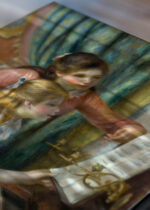 Zbliżenie na detale plakatu: Renoir Dwoje młodych dziewcząt przy pianinie 1892