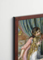 Plakat oprawiony w drewnianą brązową ramkę Vintage Italia: Renoir Dwoje młodych dziewcząt przy pianinie 1892