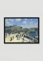 Plakat w drewnianej czarnej ramce: Pont Neuf w Paryżu Pierre-Auguste Renoir 1872