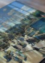 Zbliżenie na detale plakatu: Pont Neuf w Paryżu Pierre-Auguste Renoir 1872