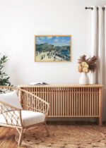 Aranżacja wnętrza, na ścianie wisi plakat w ramce: Pont Neuf w Paryżu Pierre-Auguste Renoir 1872