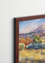 Plakat oprawiony w drewnianą brązową ramkę Vintage Italia: Renoir Góra Świętej Wiktorii 1888-89 krajobraz prowansalski
