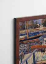 Plakat oprawiony w drewnianą brązową ramkę Vintage Italia: Renoir Sekwana w Argenteuil łodzie na rzece