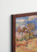 Plakat oprawiony w drewnianą brązową ramkę Vintage Italia: Renoir Gołębnik w Bellevue 1888 pejzaż francuski