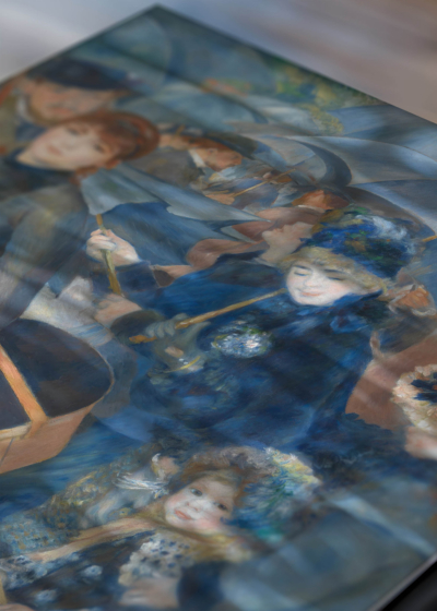 Zbliżenie na detale plakatu: Les Parapluies Parasole Pierre-Auguste Renoir