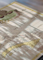 Zbliżenie na detale plakatu: vintage do gabinetu historyczna mapa USA Karolina Floryda Bahamy XVIII w.