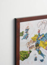 Plakat oprawiony w drewnianą brązową ramkę Vintage Italia: satyryczna mapa Europy 1878 ośmiornica