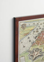 Plakat oprawiony w drewnianą brązową ramkę Vintage Italia: historyczna mapa Antwerpii XVI wiek Braun