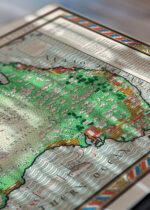 Zbliżenie na detale plakatu: vintage mapa Australii 1927-28 styl kolonialny