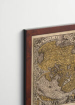 Plakat oprawiony w drewnianą brązową ramkę Vintage Italia: mapa świata XVI wiek stara kartografia vintage