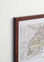 Plakat oprawiony w drewnianą brązową ramkę Vintage Italia: historyczna mapa Amsterdam XVII wiek fortyfikacje