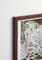 Plakat oprawiony w drewnianą brązową ramkę Vintage Italia: mapa-gra planszowa arktyczna Noordpool 40 z 1652 roku