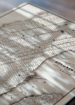 Zbliżenie na detale plakatu: USA historyczna mapa Nowego Jorku XIX wiek Manhattan