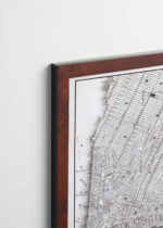 Plakat oprawiony w drewnianą brązową ramkę Vintage Italia: USA historyczna mapa Nowego Jorku XIX wiek Manhattan