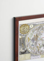 Plakat oprawiony w drewnianą brązową ramkę Vintage Italia: mapa nieba południowego barokowa astronomia