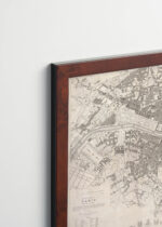 Plakat oprawiony w drewnianą brązową ramkę Vintage Italia: historyczna mapa Paryża XIX wiek sepia vintage