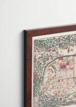 Plakat oprawiony w drewnianą brązową ramkę Vintage Italia: historyczna mapa Edo Tokio epoka Edo Japonia