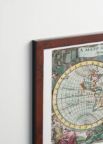 Plakat oprawiony w drewnianą brązową ramkę Vintage Italia: stara mapa świata XVII wiek J. Seller kartografia vintage