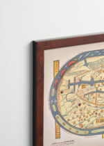 Plakat oprawiony w drewnianą brązową ramkę Vintage Italia: Mappa Mundi średniowieczna mapa świata